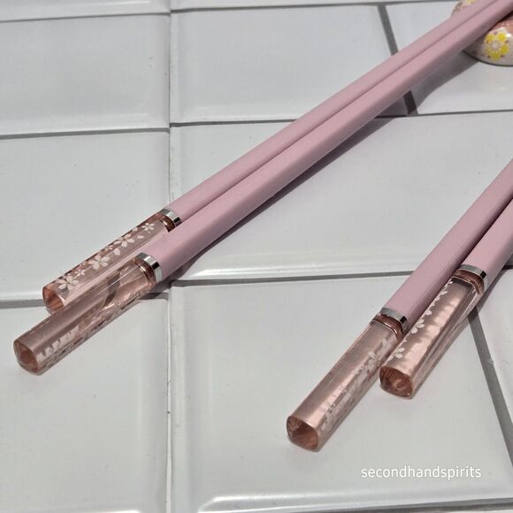 2 Sets of Pink Chopsticks And Coordinating Rests GIFT BAGGED - Picture 8 of 11